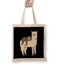 Sloth Riding Llama Adorable Fluffy Lama & Sloth Bez Çanta Uzun Saplı