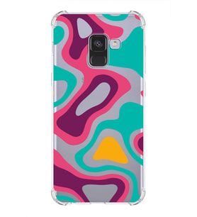Samsung Galaxy A8 2018 Uyumlu Köşe Korumalı Antişok Kapak Renkli Desen Tasarımlı Şeffaf Kılıf
