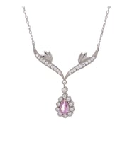 Pembe Damla Zirkon Taşlı 925 Ayar Gümüş Melek Kanatlı Model Kadın Kolye