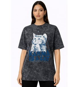 Taylor Swift Karma Is A Cat Şarkıcı Baskılı Unisex Oversize Vintage Yıkamalı Tişört