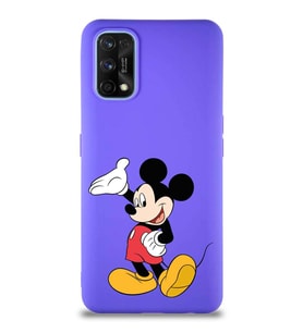 Realme 7 Pro Soft Premier Kapak Mickey Mouse-C Tasarımlı Silikon Kılıf - Mor (Şeffaf)