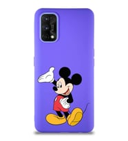 Realme 7 Pro Soft Premier Kapak Mickey Mouse-C Tasarımlı Silikon Kılıf - Mor (Şeffaf)