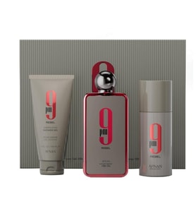 Afnan 9 PM Rebel EDP 100 ml + Deospray 150 ml + Shower Gel 150 ml Unisex Parfüm Seti