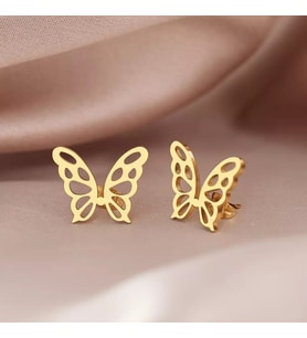 Kişiye Özel 925 Ayar Gümüş Kelebek Küpe (Gold)