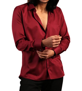 Bordo Dar Kesim Micro Kumaş Kol Düğmeli Slim Fit Erkek Gömlek - 201-13