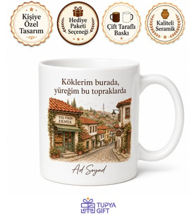 Local Temalı Yerel Kupa Bardak Özel Tasarım Hediye Porselen Kupa