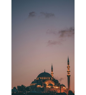 İstanbul Süleymaniye Camii Gece Manzaralı MDF Tablo - Gün Batımı Şehir Temalı Çerçevesiz Duvar Panosu