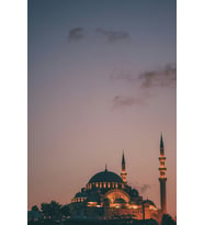 İstanbul Süleymaniye Camii Gece Manzaralı MDF Tablo - Gün Batımı Şehir Temalı Çerçevesiz Duvar Panosu