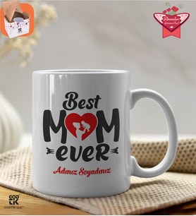 Kişiye Özel Best Mom Ever Tasarımlı Premium Porselen Kupa - GDTK-901029 (Beyaz)