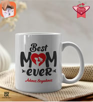 Kişiye Özel Best Mom Ever Tasarımlı Premium Porselen Kupa - GDTK-901029 (Beyaz)