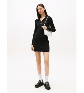 Tommy Hilfiger TJW Yakalı Armalı Kadın Siyah Elbise DW0DW22183BDS