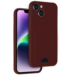 iPhone 14 Kılıf Kelvin Kartvizitli Silikon - Bordo