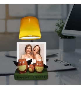 Fotoğraf Hediyeli Best Friends Baykuşlu Masa Lambası (Çok Renkli)
