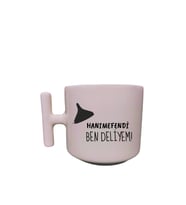 Hanımefendi Ben Deliyem Yazılı Krem Rengi Eğlenceli Esprili Özel Tasarım T Kupa Bardak Latte Bardağı