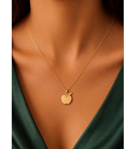 Kişiye Özel Elma Figürlü Kolye 925K Gümüş (Gold)