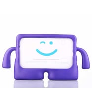 Apple iPad 10.2 2021 (9.Nesil) Uyumlu Kılıf Case, Tutma Kollu ve Standlı Yumuşak Dokulu Ultra Koruyucu Çocuk Tablet Silikon Kılıf (Mor)