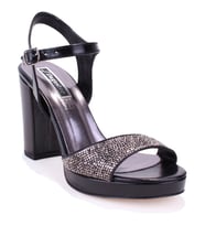 Dagoster DZA07-337140 Siyah Boncuklu  Platform Topuklu Kadın Ayakkabı