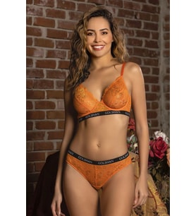 Golshan Gaudi Brazilian Slip, Kadın Dantel Brezilyan Turuncu Külot
