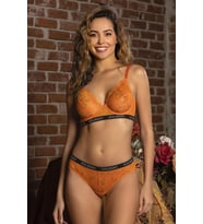 Golshan Gaudi Brazilian Slip, Kadın Dantel Brezilyan Turuncu Külot