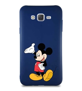 Samsung Galaxy J7 Soft Premier Kapak Mickey Mouse-C Tasarımlı Silikon Kılıf - Lacivert (Şeffaf)