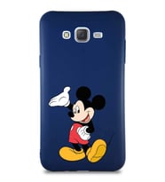 Samsung Galaxy J7 Soft Premier Kapak Mickey Mouse-C Tasarımlı Silikon Kılıf - Lacivert (Şeffaf)