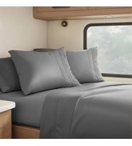 RV Kısa Çift Kişilik Çarşaf, 6 Parça RV Ranza Çarşafı, Derin Cepli Lastikli Çarşaf Lüks Yumuşak Mikrofiber RV Çarşafları, Gri