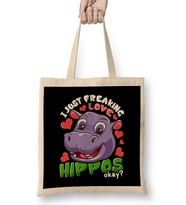 Cute I Just Freaking Love Hippos, Okay Baby Hippo Bez Çanta Uzun Saplı