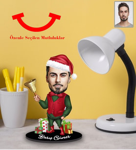 Kişiye Özel Yılbaşı Erkek Karikatürlü 3mm Şeffaf Pleksi Akrilik Biblo Model-10