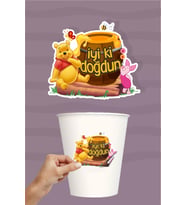 Winnie the Pooh Temalı Sticker 20'li (yapışkanlı kağıt)