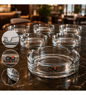 Logonuza Özel 10 Adet Bistro Cam Küllük 11 cm Yuvarlak Kurumsal Promosyon Küllük