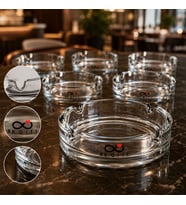Logonuza Özel 10 Adet Bistro Cam Küllük 11 cm Yuvarlak Kurumsal Promosyon Küllük