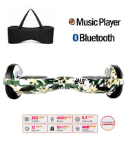 Elektrikli Kaykay Hoverboard 6.5 Inch Yeşil Kamuflaj Grafity Desenli Akıllı Denge Taşıma Çanta Hediye D07