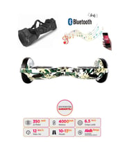 Elektrikli Kaykay Hoverboard 6.5 Inch Yeşil Kamuflaj Grafity Desenli Akıllı Denge Taşıma Çanta Hediye D07