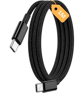 C-C, ÖRGÜLÜ ve GÜÇLENDİRİLMİŞ BOYUN, 1Metre, 60Watt Hızlı Şarj Kablosu (1Ad x 1Metre Siyah)