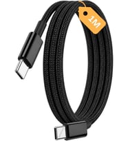 C-C, ÖRGÜLÜ ve GÜÇLENDİRİLMİŞ BOYUN, 1Metre, 60Watt Hızlı Şarj Kablosu (1Ad x 1Metre Siyah)