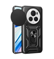 Honor Magic 6 Pro Uyumlu Kılıf Magnetik Standlı Kamera Korumalı Zore Sürgülü Vega Kapak (Siyah)