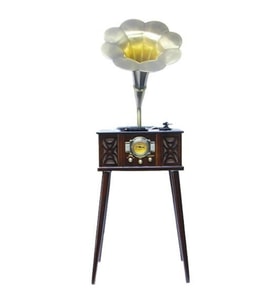 Gramofon Ahşap Standlı Plakçalar Radyo Bluetooth Usb Pikap CW004