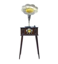 Gramofon Ahşap Standlı Plakçalar Radyo Bluetooth Usb Pikap CW004