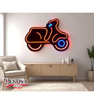 Destina Ahşap Scooter Temalı Neon Led Aydınlatma-Duvar Neon Led Aydınlatma-22cm*18cm