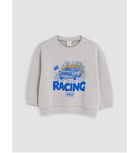 LC WAIKIKI Gri Baskılı Erkek Çocuk Sweatshirt