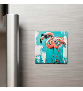 Flamingo - Flamingo - Güneş Gözlüklü Style - Buzdolap Magneti - 9x9 Cm
