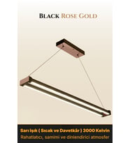 Vega Rose Gold Lineer LED Sarkıt Avize – Kumandalı Dim Edilebilir – Aşağı Işık