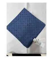 Logolu İpek Koton Jakar Eşarp - 8933984 (Açık Lacivert)