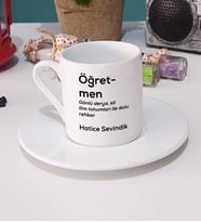 Öğretmen Türk Kahvesi Fincanı Beyaz