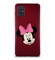 Samsung Galaxy A51 Soft Premier Kapak Minnie Mouse-C Tasarımlı Silikon Kılıf - Mürdüm (Şeffaf)