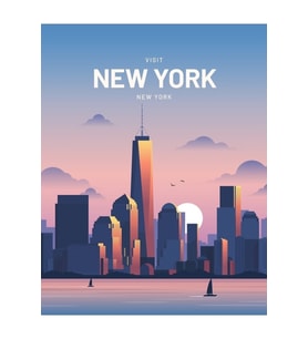 New York City Usa Seyahat Dijital Sanat Tablo Ahşap Poster Dekoratif