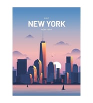 New York City Usa Seyahat Dijital Sanat Tablo Ahşap Poster Dekoratif