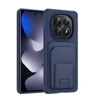 Redmi Note 15 5G Kılıf Kartlıklı Manyetik Standlı PU Deri Görünümlü Lüx Kapak (Lacivert)