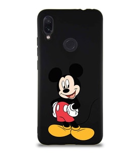 Xiaomi Redmi Note 7 Soft Premier Kapak Mickey Mouse-E Tasarımlı Silikon Kılıf - Siyah (Şeffaf)