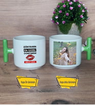 Dünyanın En Güzel Öğretmeni Kupa Bardak Fotoğraflı T Yeşil Kulplu Öğretmenler Günü Hediyesi